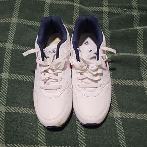 Fila White and Blue Athletic Shoes